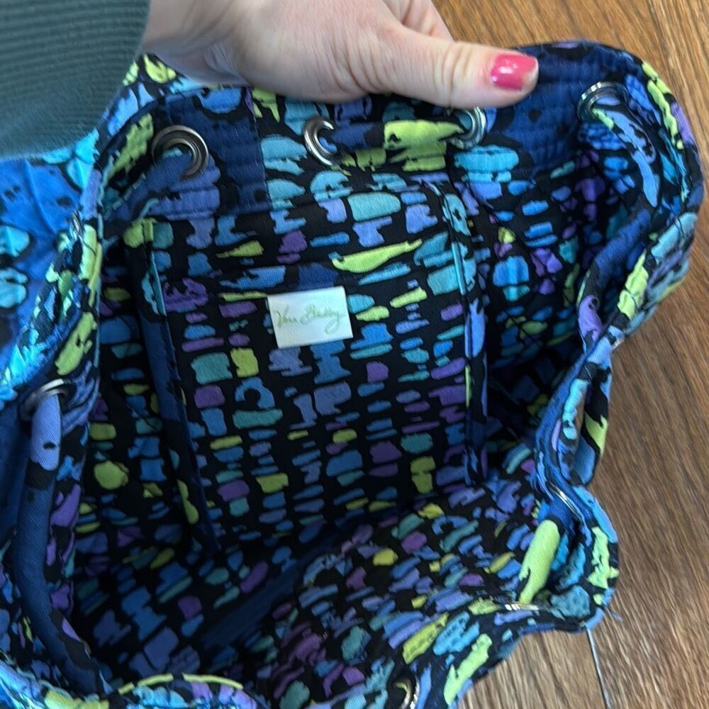Vera Bradley blue green floral quilted backpack - Picture 7 of 8